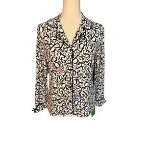 KATE SPADE Letters PJ Top Lounge Sleep Shirt Button Front Size Small NEW